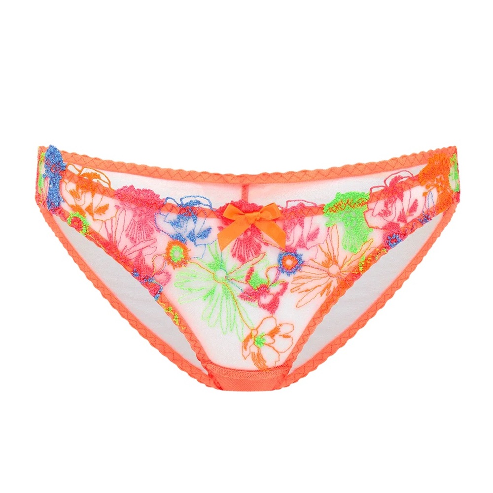 Agent Provocateur Zuri Orange Floral Embroidered Lace Panties - size 1 (XS)